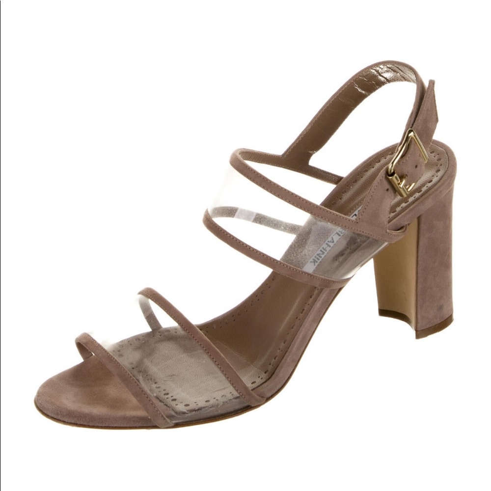Nude Manolo Blahnik Suede Slingbacks